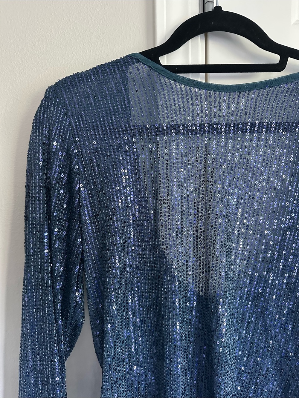 Free People Navy Blue Sequin Long Sleeve